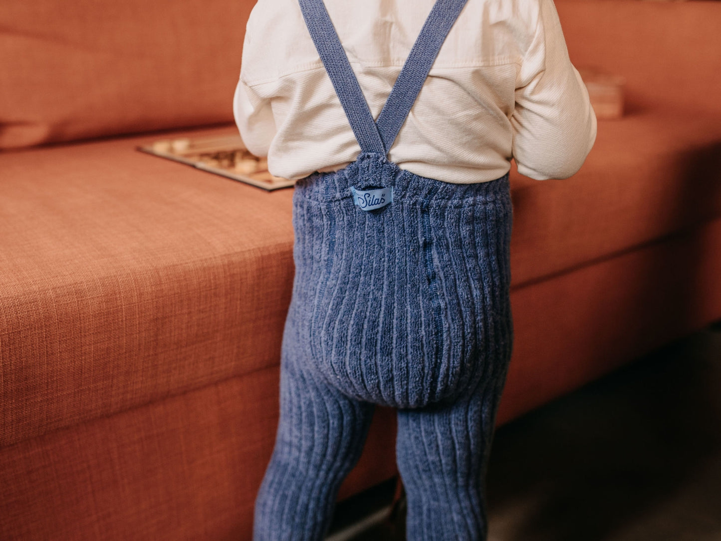 footless granny cotton tights - steel blue blend