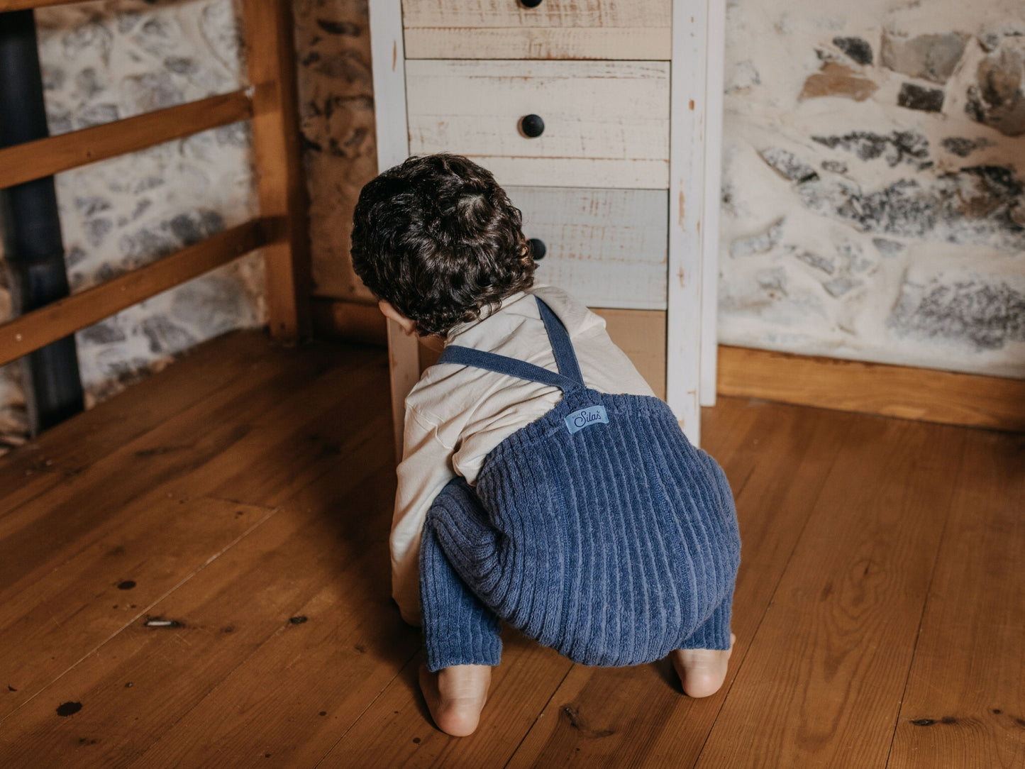 footless granny cotton tights - steel blue blend