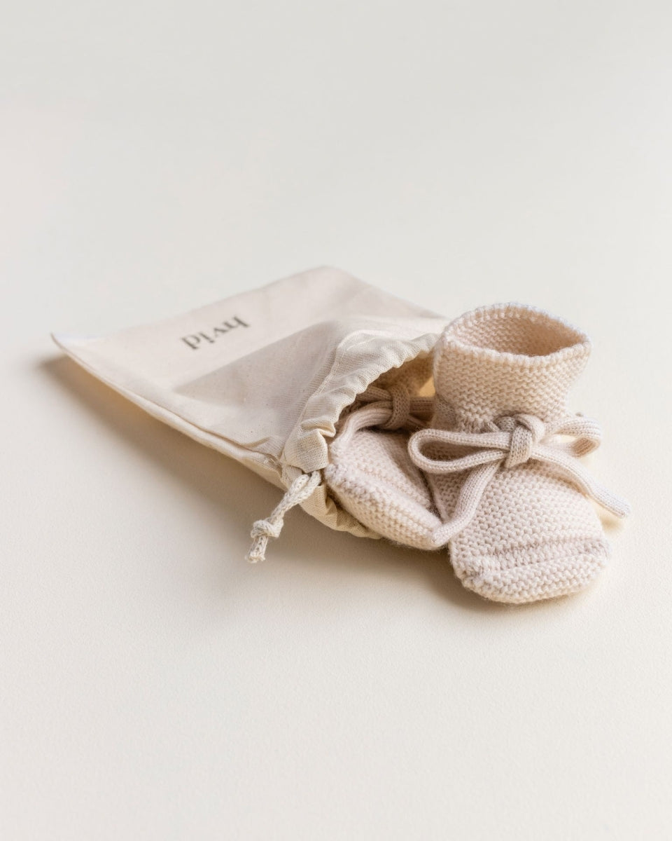 booties - cream - 0-9M