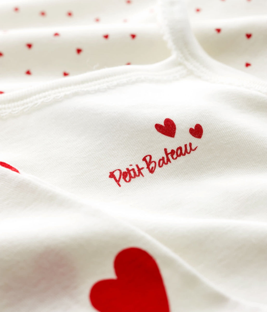 set van 3 katoenen body's met bandjes - hartjes