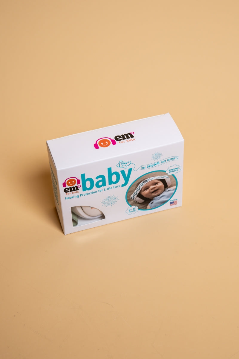 baby gehoorbeschermers - wit met groene band