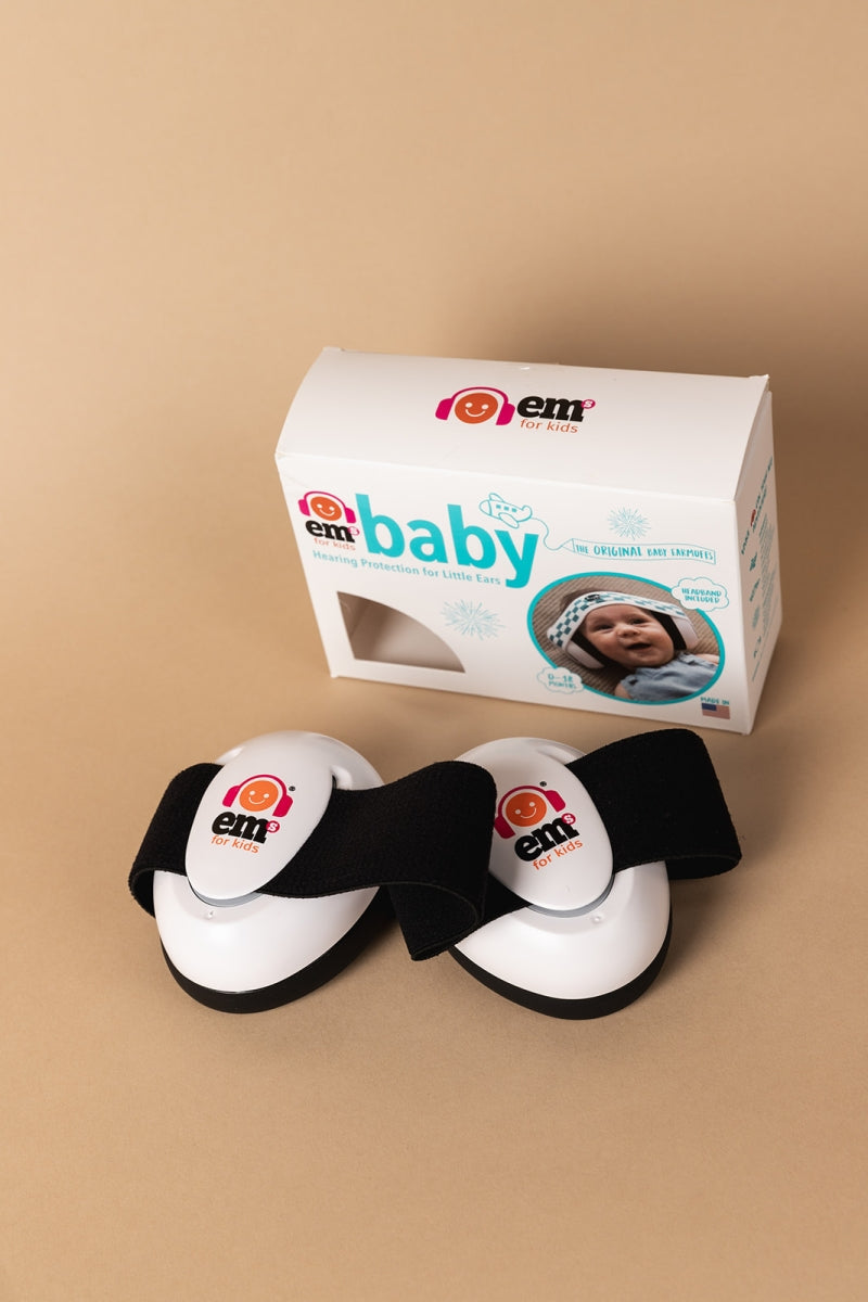 baby gehoorbeschermers - wit met zwarte band