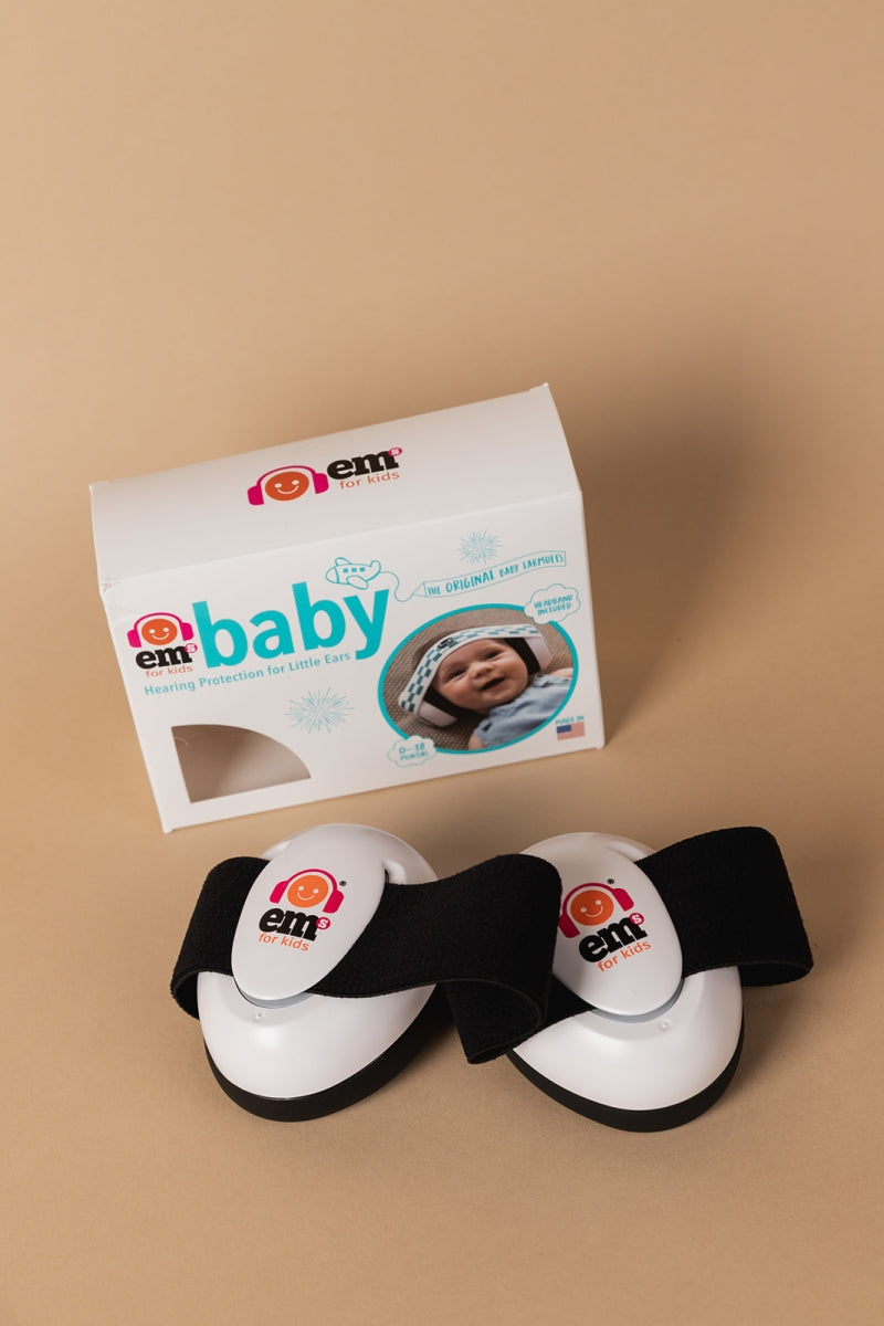 baby gehoorbeschermers - wit met zwarte band