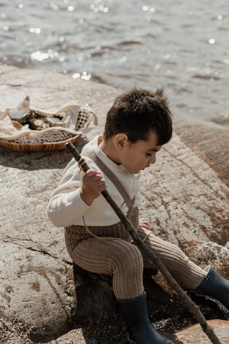 footed granny tights - oyster grey