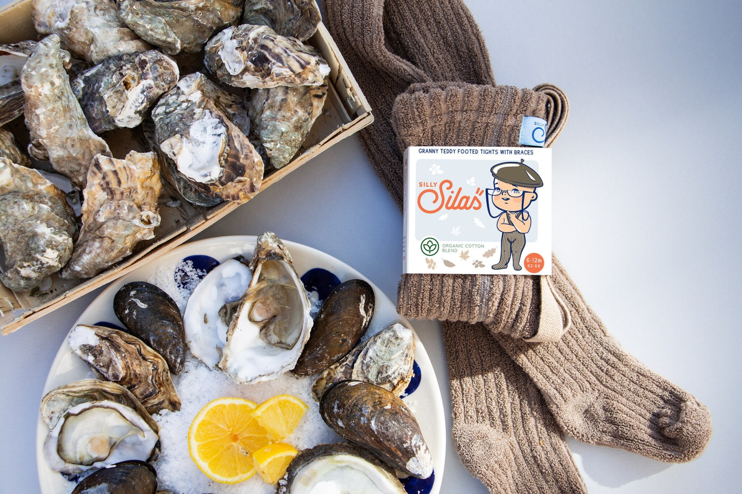 footed granny tights - oyster grey