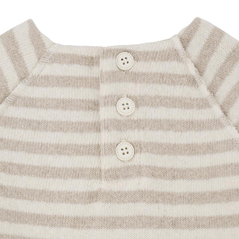 soft striped fleece onesie - sacha - beige