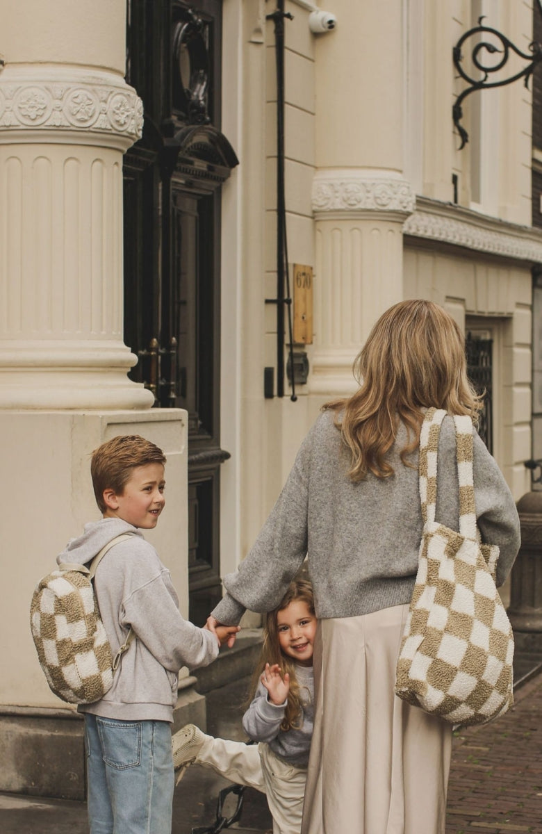 studio noos x binbamba - mom bag teddy toast check