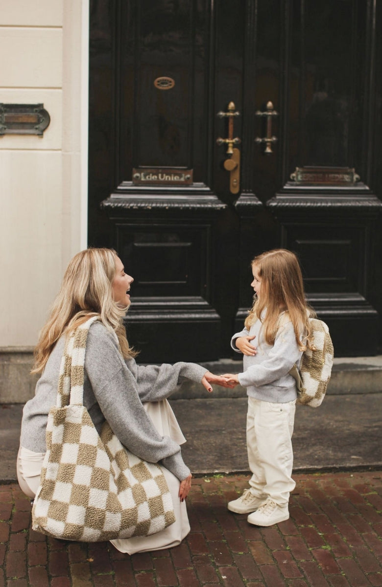 studio noos x binbamba - mom bag teddy toast check