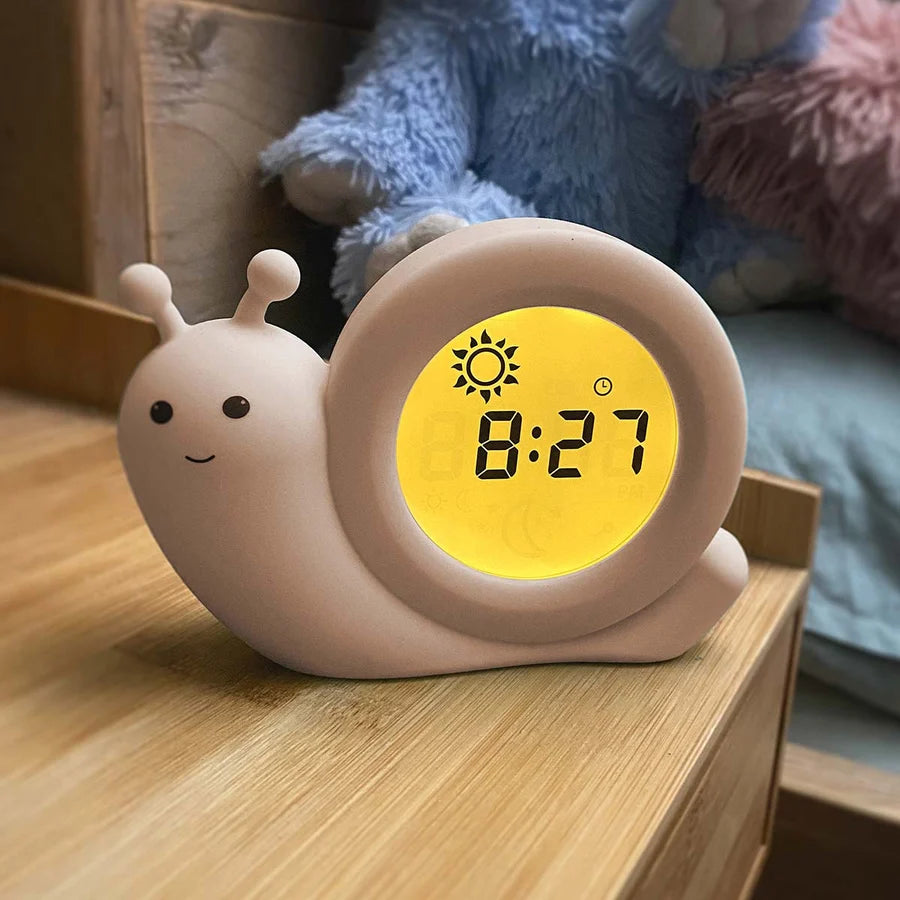 slaaptrainer, nachtlampje en wekker - taupe slak