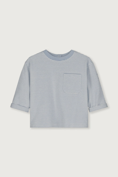 baby pocket t-shirt long sleeves - stone grey cream