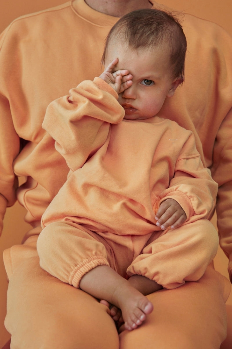 baby dropped shoulder sweater - melon