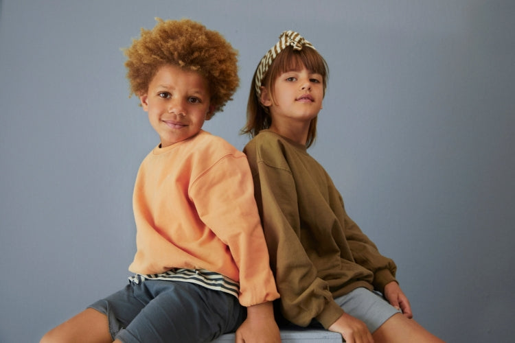 kids dropped shoulder sweater - melon