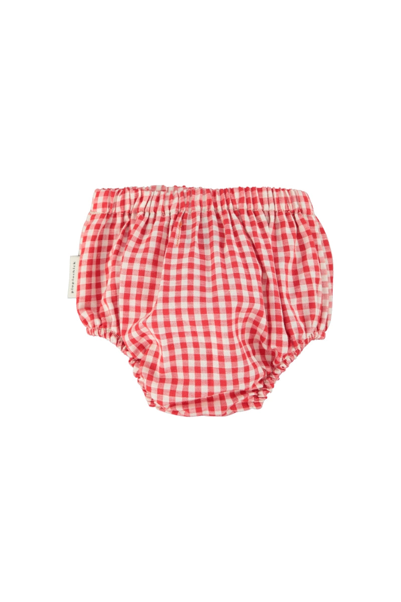 baby bloomer - red & ecru checkered