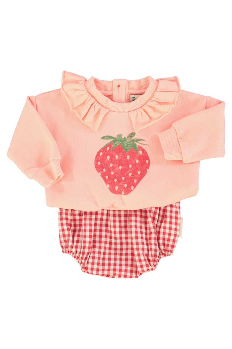 baby bloomer - red & ecru checkered