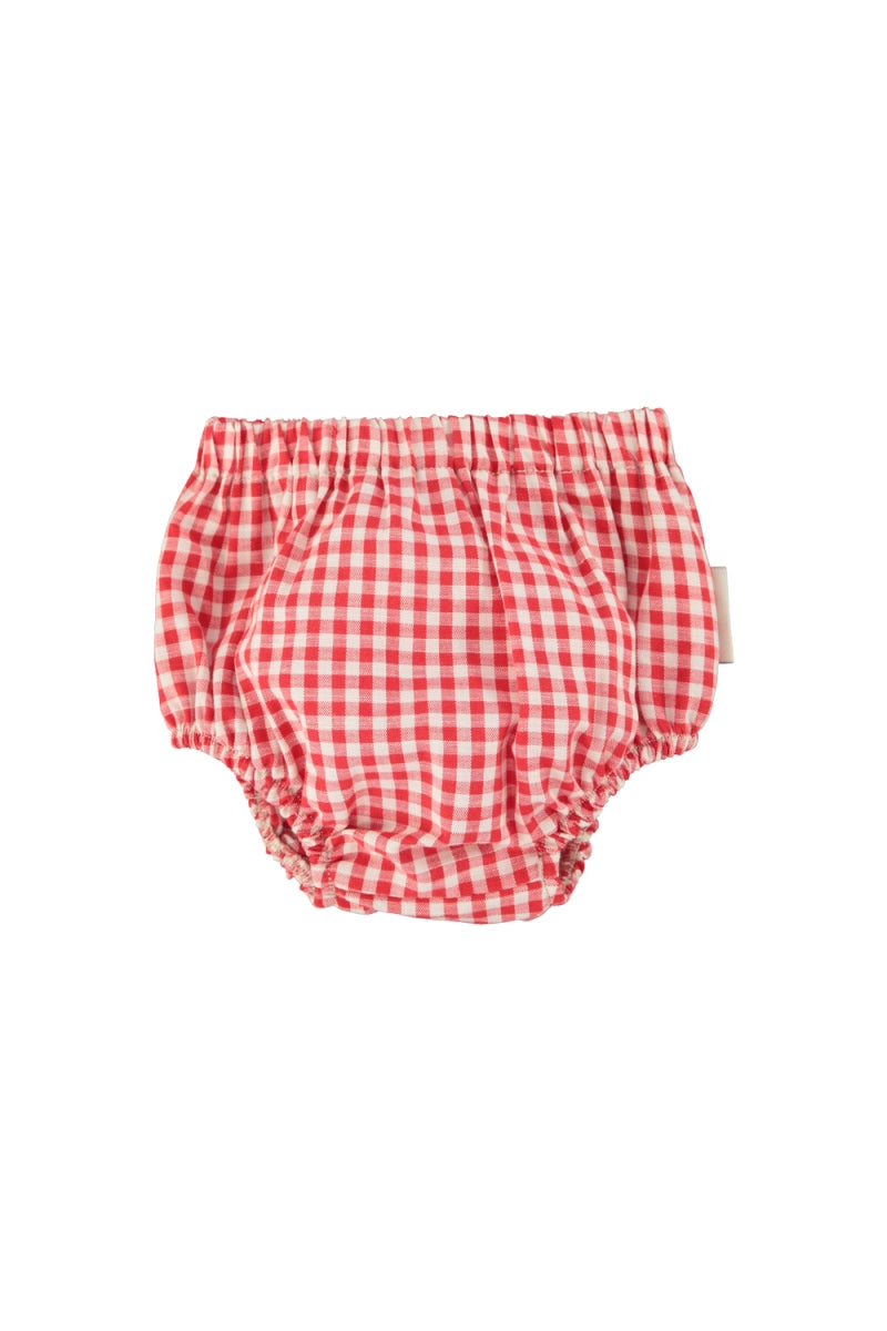 baby bloomer - red & ecru checkered