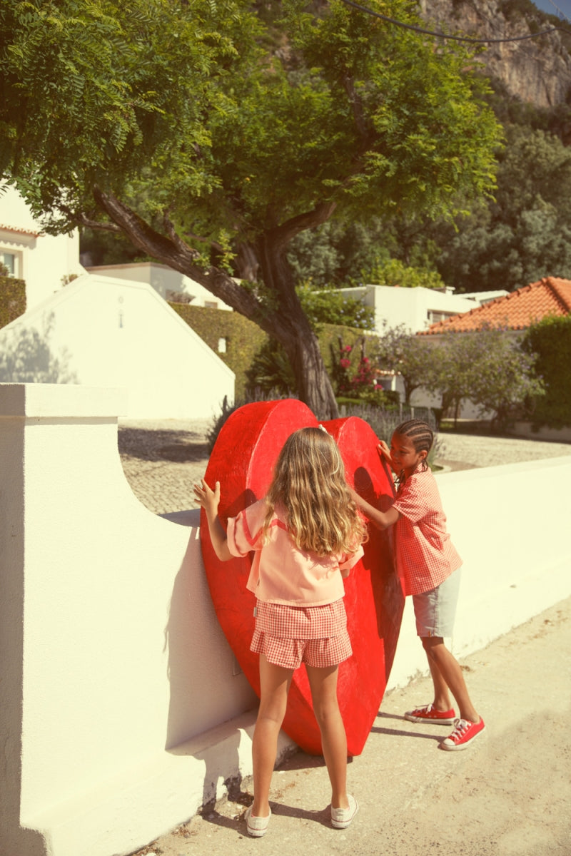 shorts - red & ecru checkered