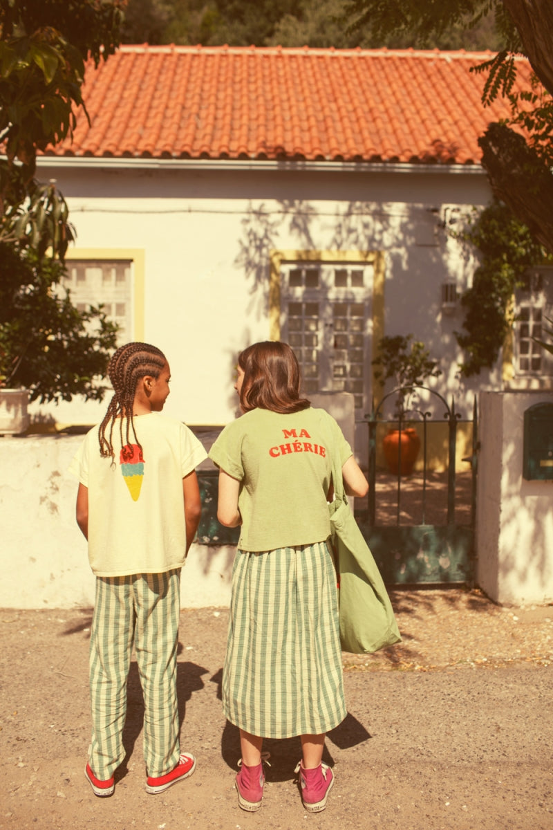 unisex trousers - light yellow checkered
