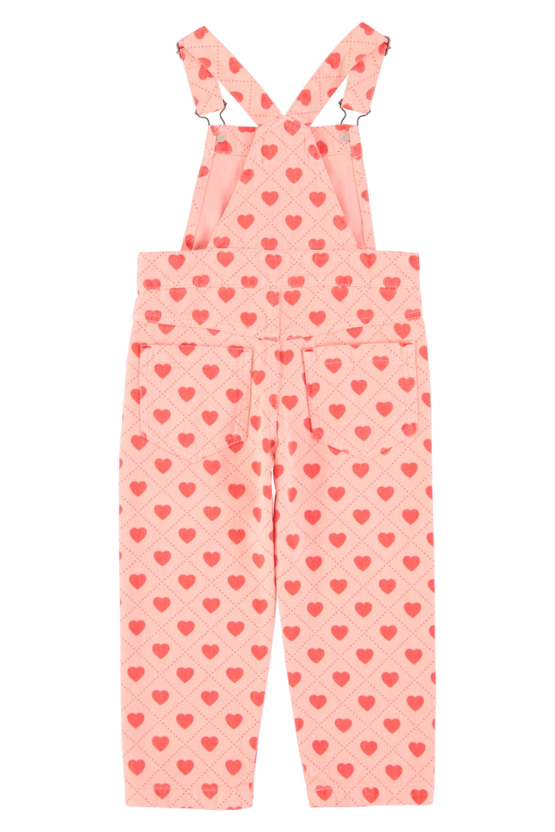 dungarees - pink with red hearts allover