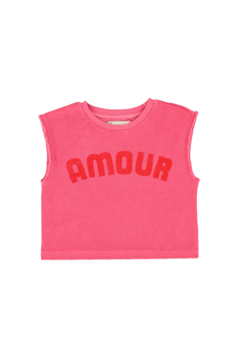 sleeveless top - pink with amour print
