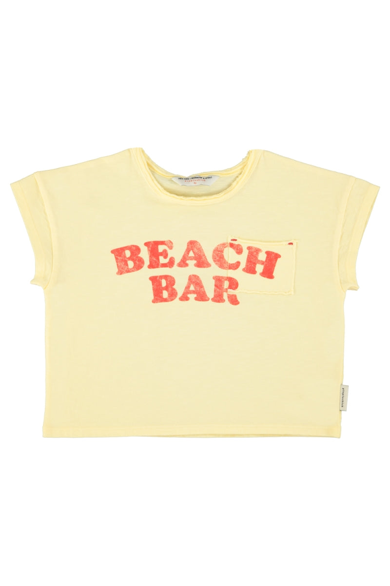 t-shirt light yellow with beach bar print