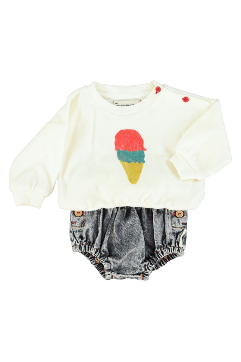 sweatshirt - ecru with ice cream print