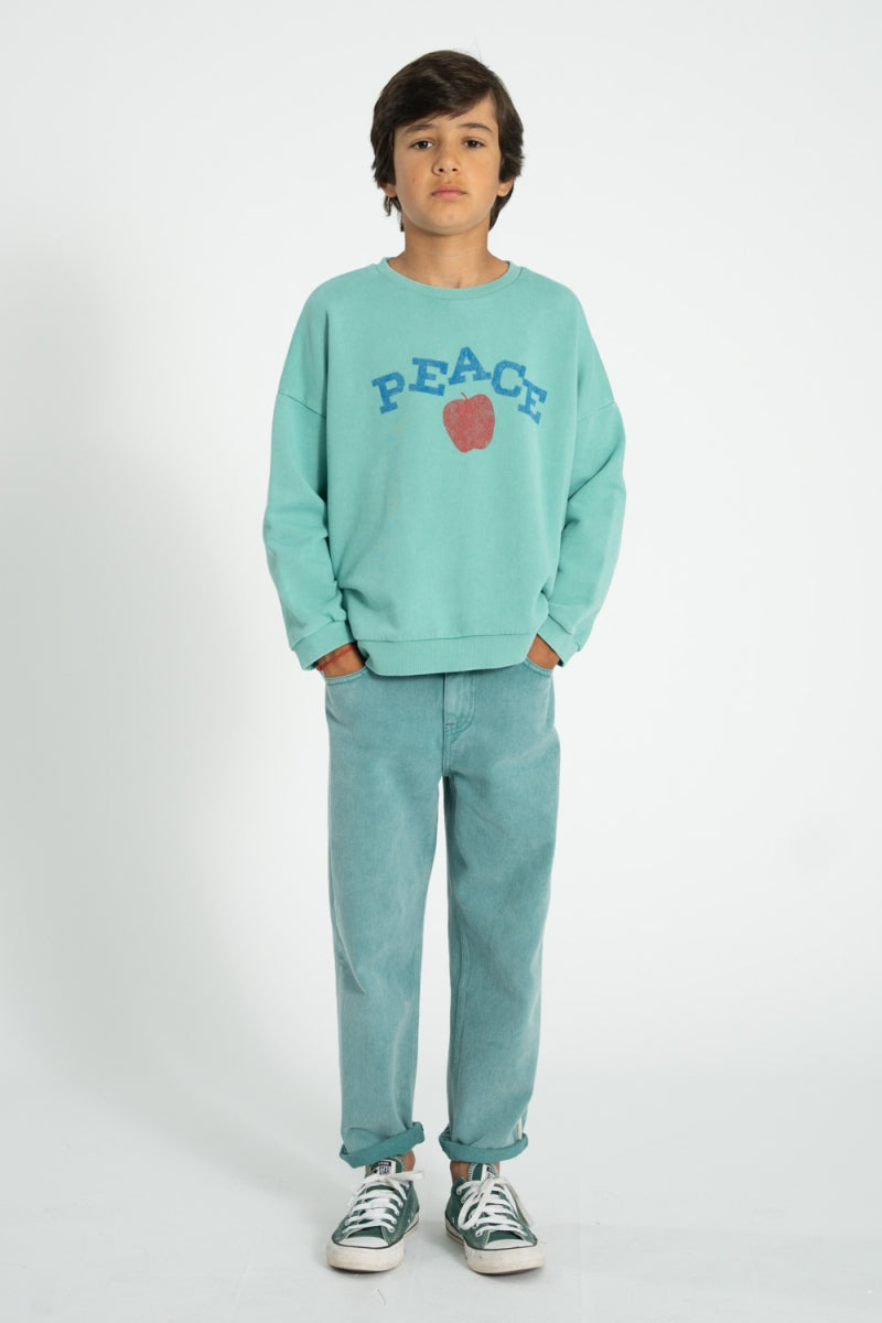 sweatshirt - turquoise with peace print