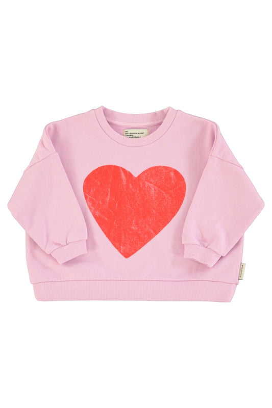 sweatshirt - lilac with red heart print