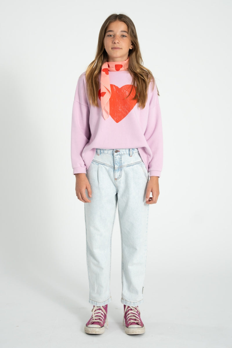 sweatshirt - lilac with red heart print