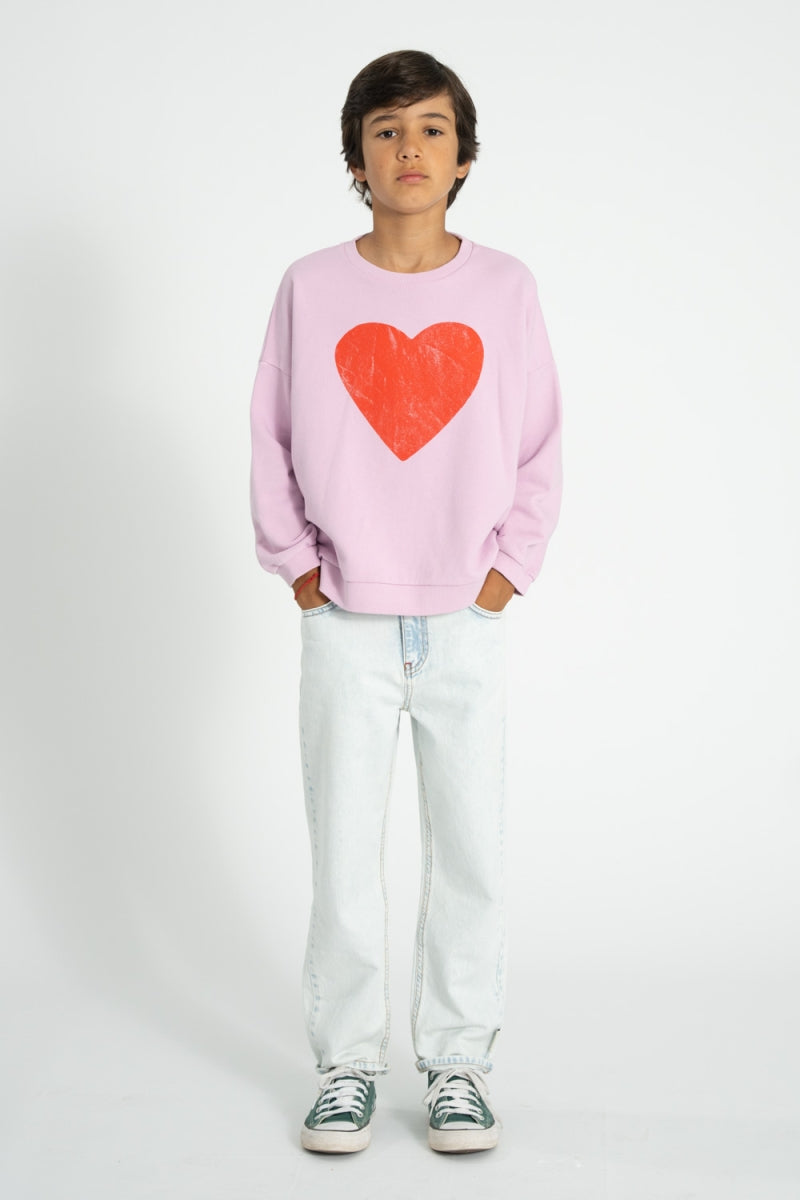 sweatshirt - lilac with red heart print