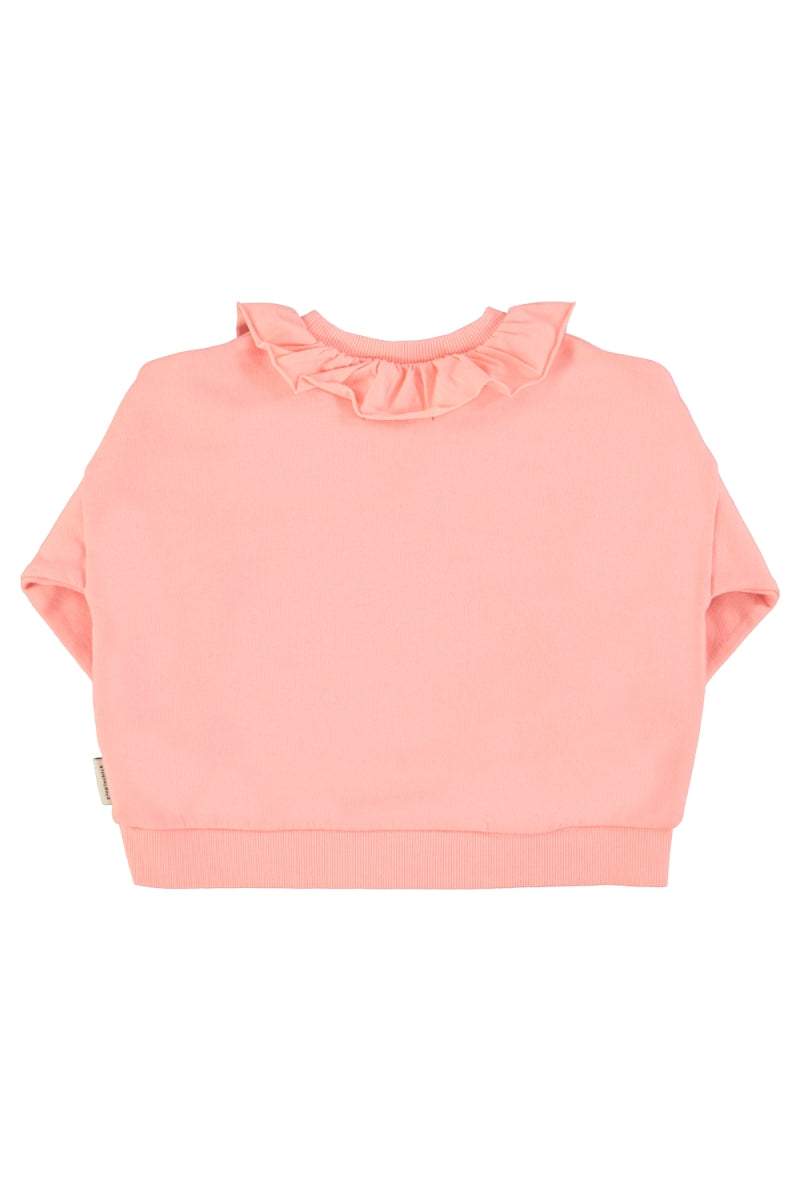 sweatshirt with collar - light pink with strawberry print