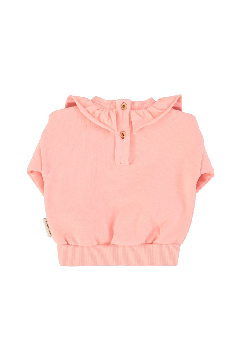 sweatshirt with collar - light pink with strawberry print