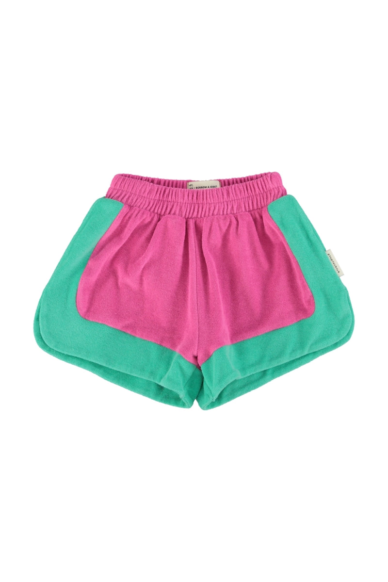 terry shorts - fuchsia & green