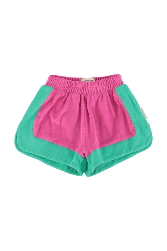 terry shorts - fuchsia & green