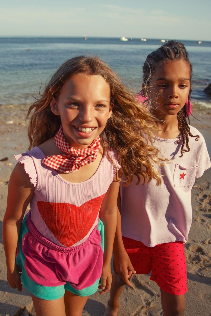 terry shorts - fuchsia & green