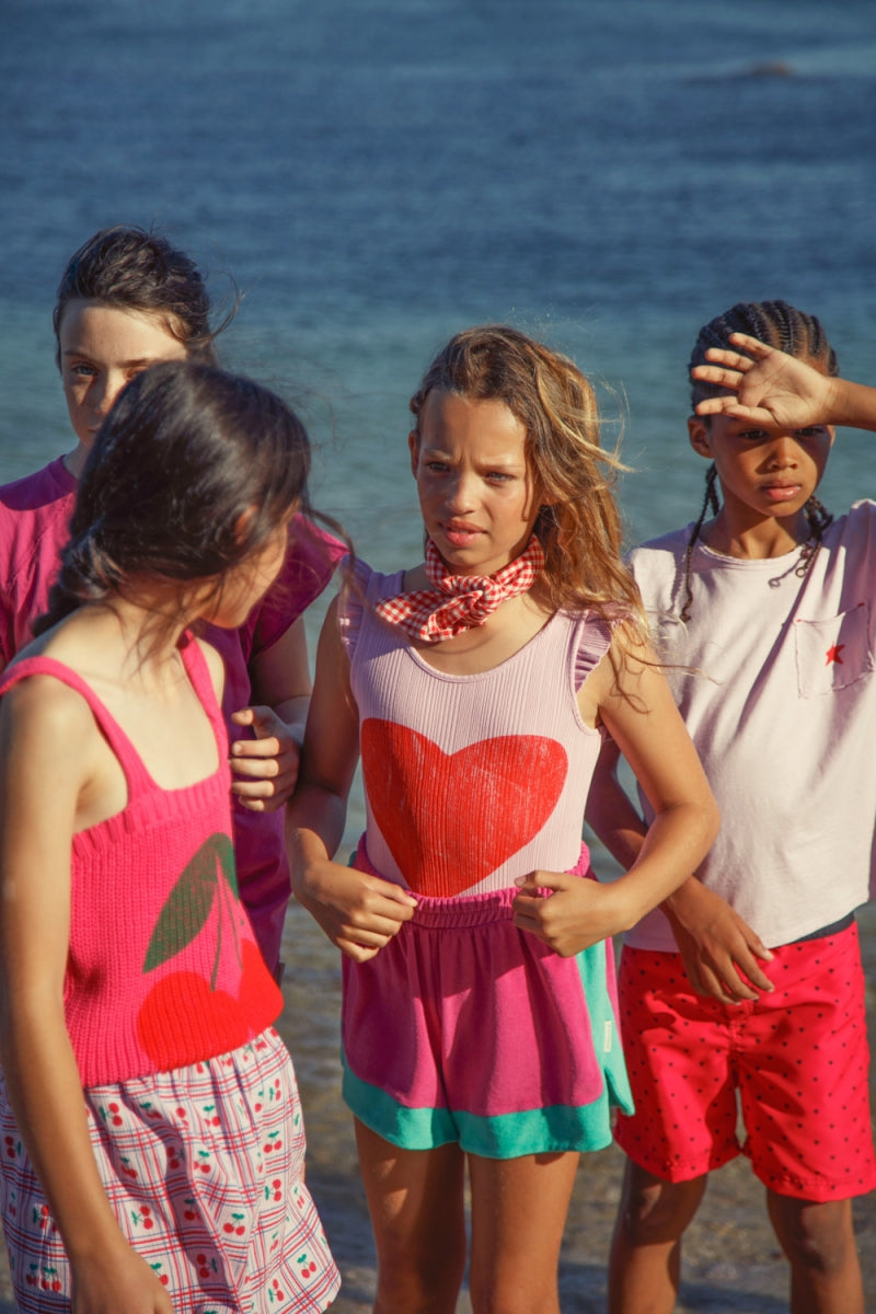 terry shorts - fuchsia & green