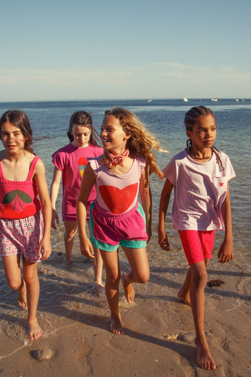 terry shorts - fuchsia & green