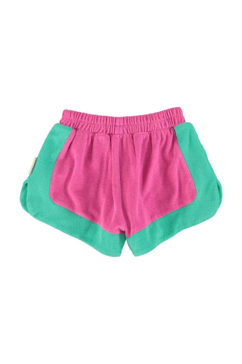 terry shorts - fuchsia & green