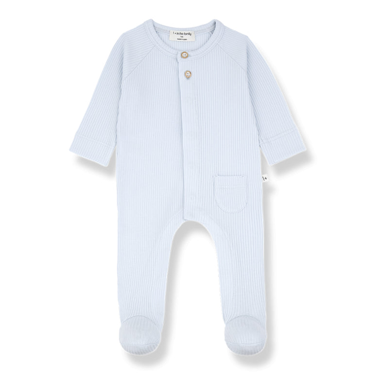 pau rib onesie - misty blue