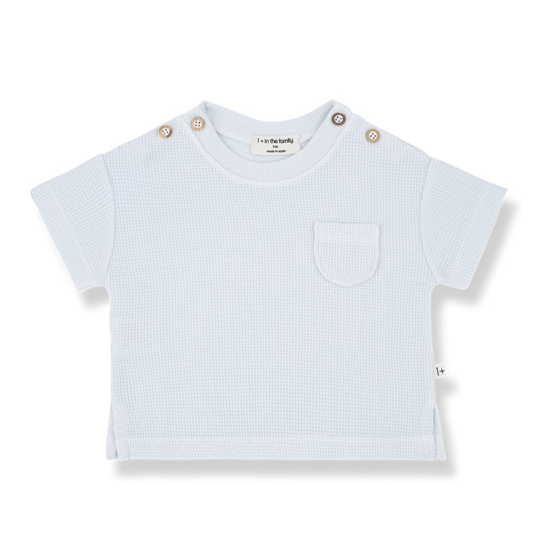 delion waffle jersey shirt - misty blue