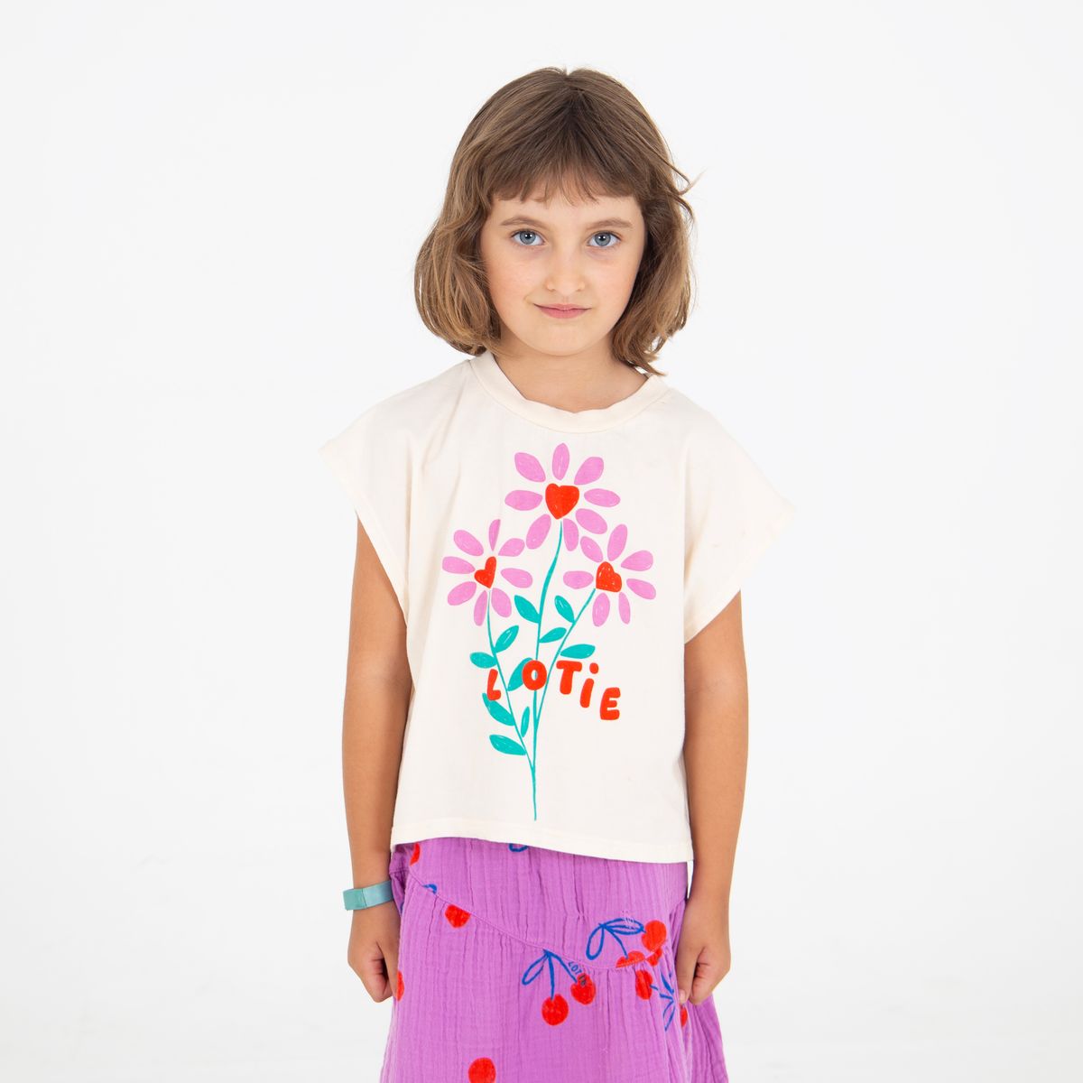crop top - flowers - offwhite 4/5Y