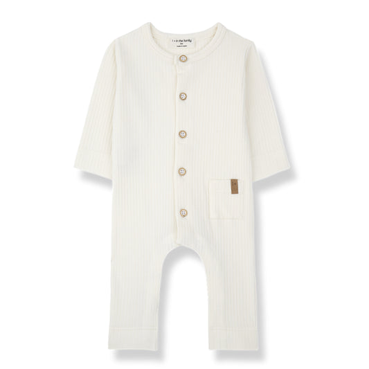 caproig rib onesie with buttons - off-white
