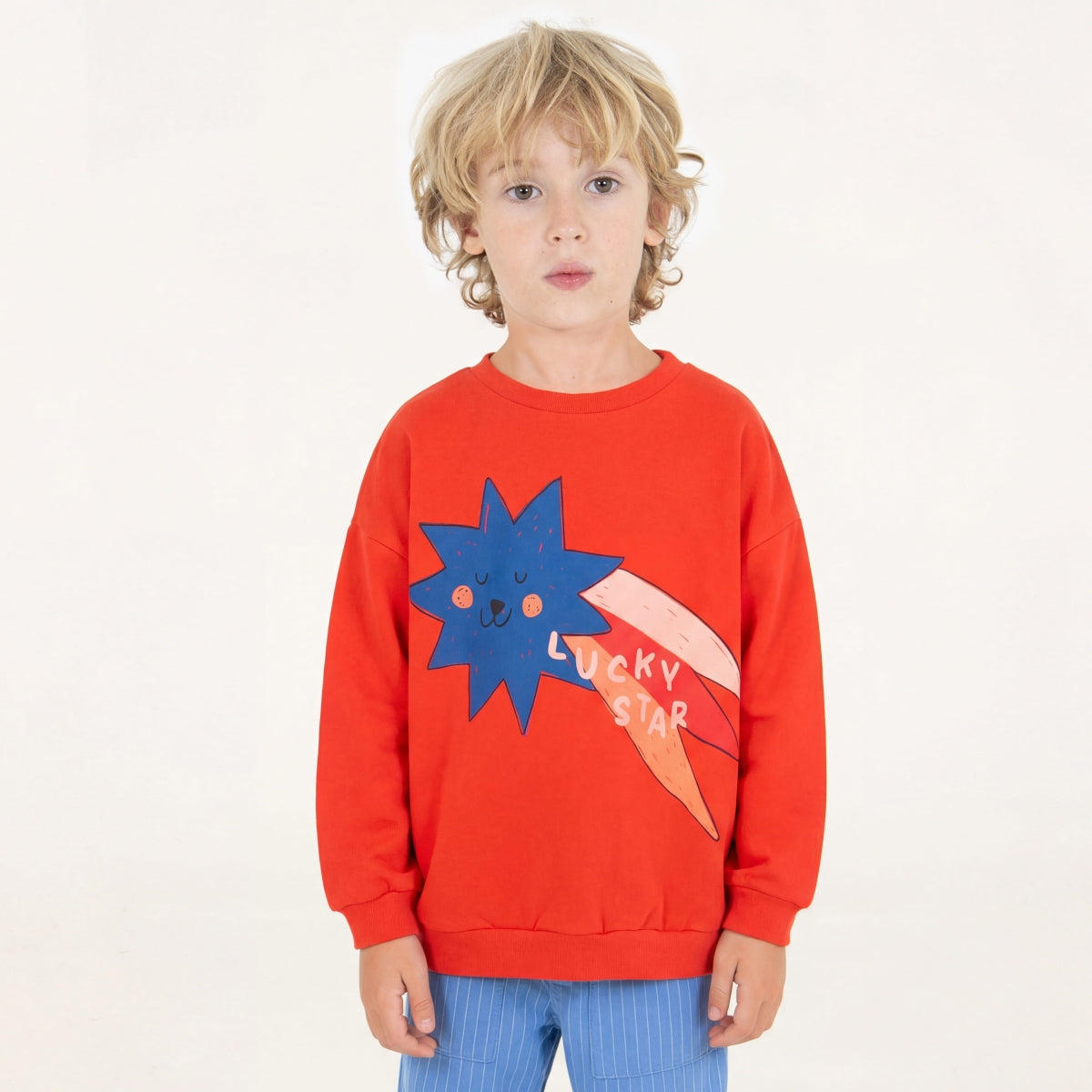 sweatshirt - big lukcy star - coral red