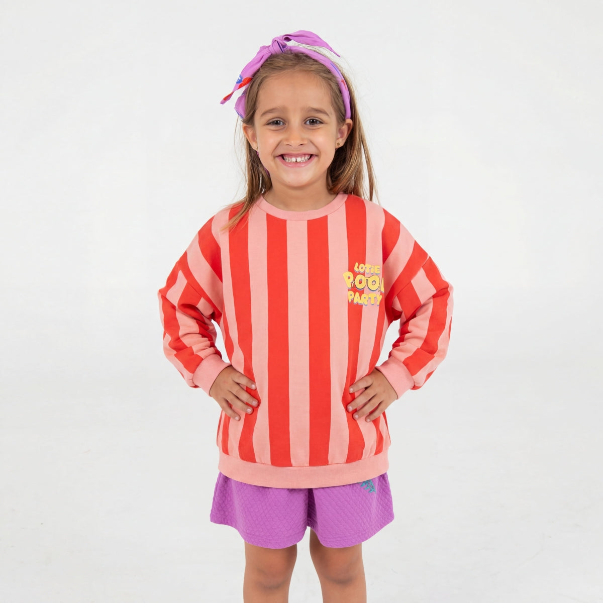sweatshirt - lotie pool party - red & clay pink