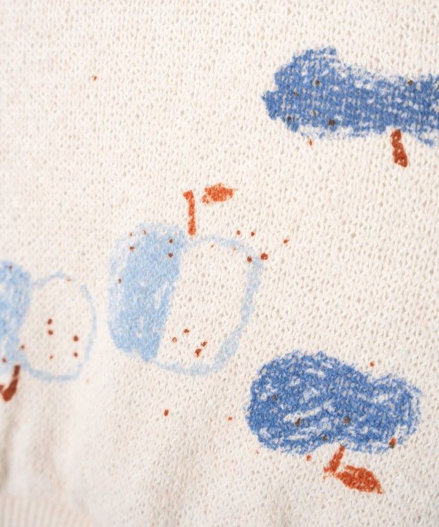 printed jersey sweater - apples - blue