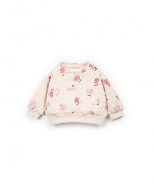 printed jersey sweater - apples - pink