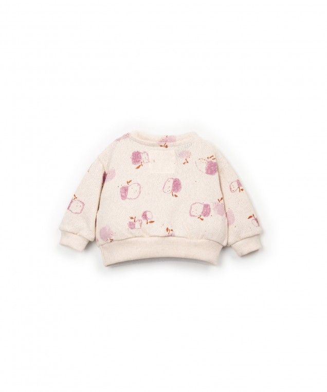 printed jersey sweater - apples - pink