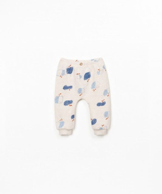 printed jersey trousers - apples - blue