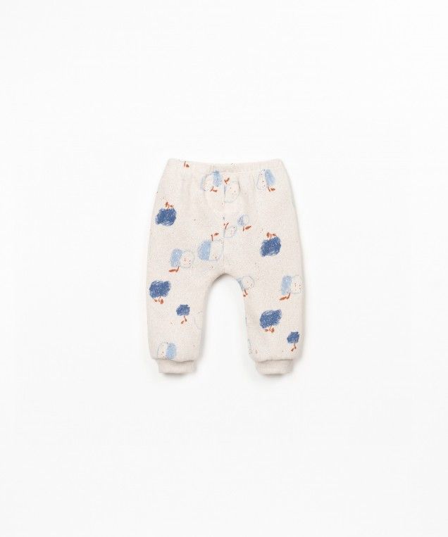printed jersey trousers - apples - blue