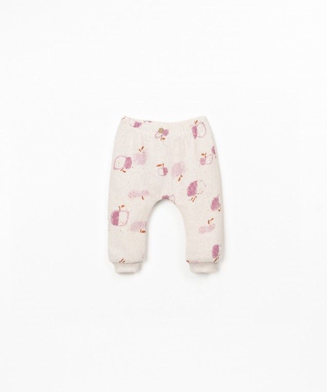 printed jersey trousers - apples - pink