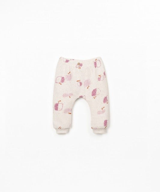 printed jersey trousers - apples - pink